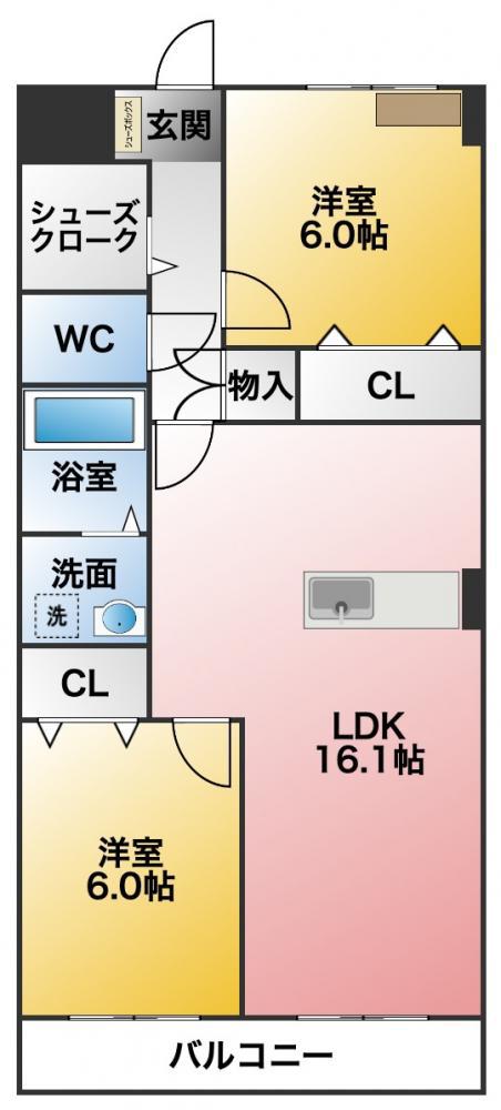 BLUE GRASS(2LDK/3階)の間取り写真