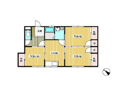 長谷川アパート(3DK/2階)の間取り写真