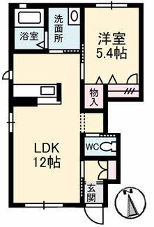 アプリコット I(1LDK/1階)の間取り写真