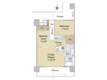 クレアホームズ一番町プレステージ(2LDK/14階)の間取り写真