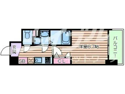 セレニテ心斎橋グランデ(1K/2階)の間取り写真