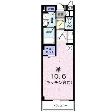 テラス呉羽(ワンルーム/1階)の間取り写真