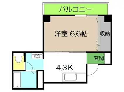 コーポはりまやI(1K/3階)の間取り写真