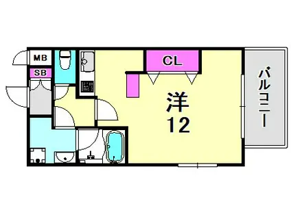 テルマ下祗園(1K/1階)の間取り写真