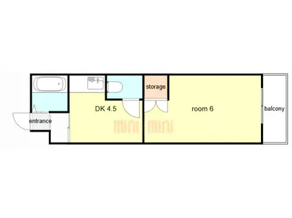 イナホ・ハイツ(1DK/3階)の間取り写真