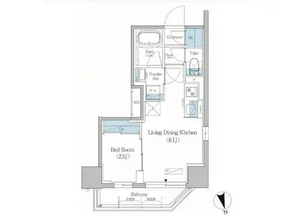 アーバネックス北上野(1LDK/12階)の間取り写真