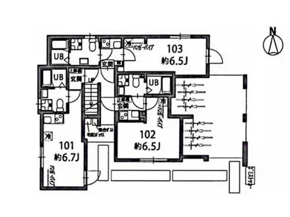XDレジデンス西新井 103(1K/1階)の間取り写真