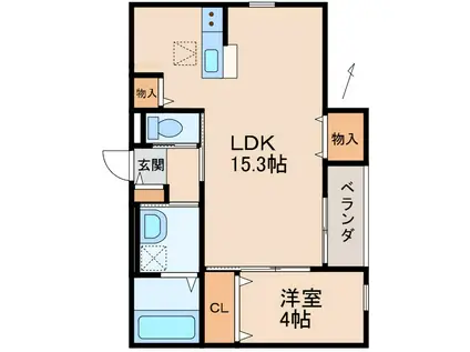 クラウンハイツ木広町A棟(1LDK/1階)の間取り写真