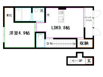 JOYOUS松庵(1LDK/2階)の間取り写真