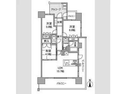 ザ・パークハウス尼崎潮江ガーデン(3LDK/11階)の間取り写真