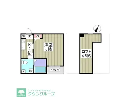 シャテーニュ(1K/1階)の間取り写真