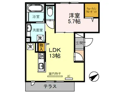 カーサリバティバランスセカンド(1LDK/1階)の間取り写真