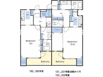 グラッドヒル(1K/2階)の間取り写真