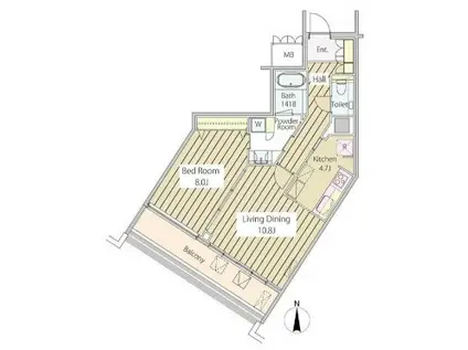 MOMENTO SHIODOME モメント汐留(1LDK/22階)の間取り写真