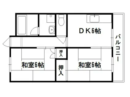 ハイツ魚満(2DK/3階)の間取り写真