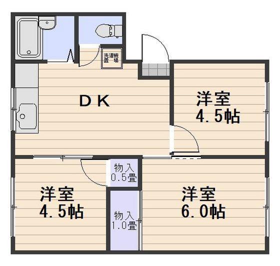 ニュー荒井荘A(3DK/1階)の間取り写真