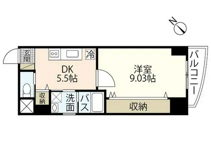 MOI・府中(1DK/3階)の間取り写真