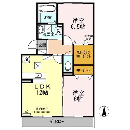 ドゥルミエール(2LDK/1階)の間取り写真