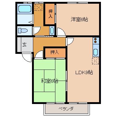 サバトハイムリラ(2DK/2階)の間取り写真
