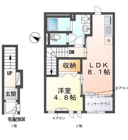 グランアサヒ(1LDK/2階)の間取り写真