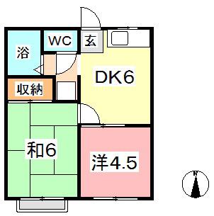 レジデンス君が原(2DK/2階)の間取り写真