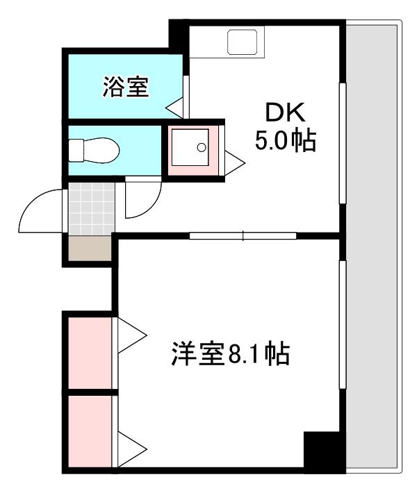 アンフェル宝町(1DK/4階)の間取り写真