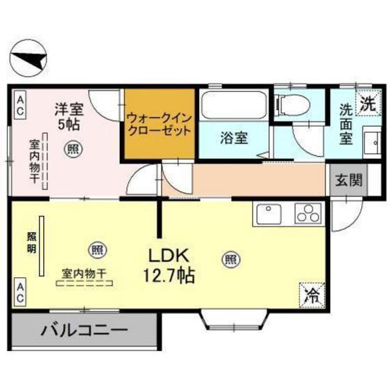 NEW LEAVES(1LDK/2階)の間取り写真