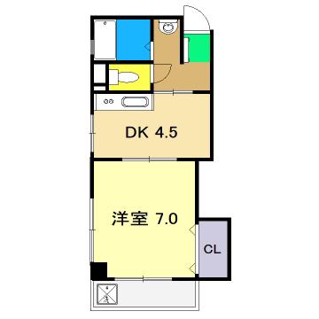 ネオクレメント(1DK/4階)の間取り写真