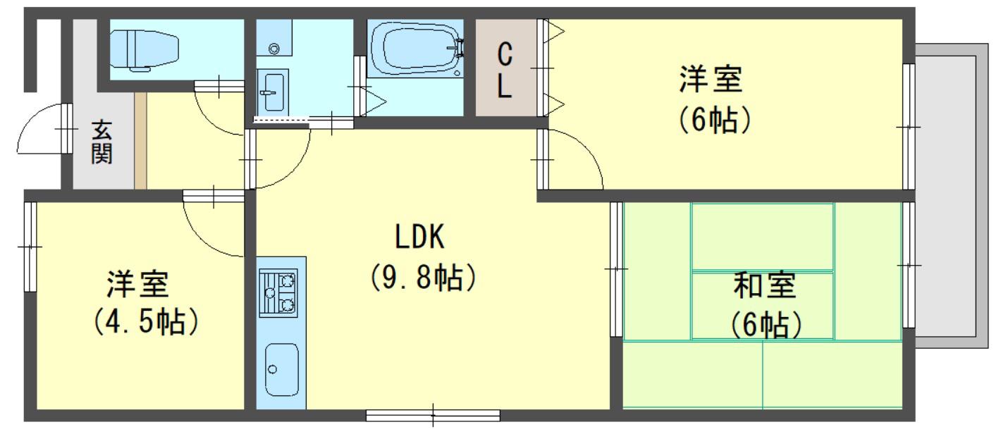 エスペランサ森川I(3LDK/2階)の間取り写真