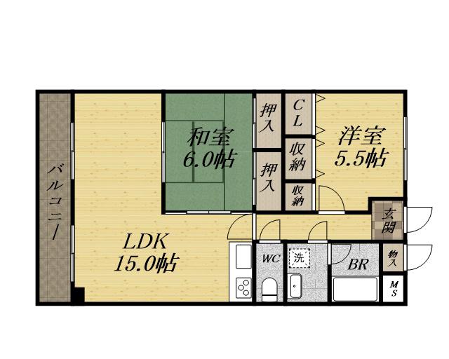 グランドゥール平井(2LDK/2階)の間取り写真