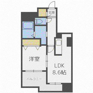 S-FORT北大前(1LDK/5階)の間取り写真