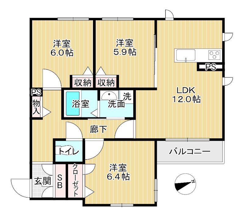 ラディーチェ(3LDK/2階)の間取り写真