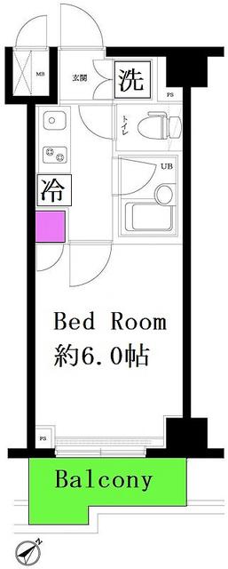 ルーブル溝の口参番館(1K/1階)の間取り写真