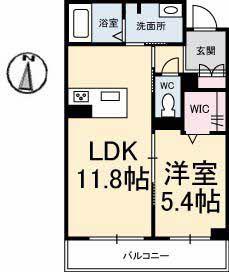 シャラーレ西深津(1LDK/1階)の間取り写真