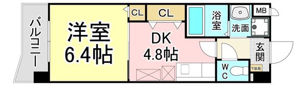 アーバンフォレスト片野(1DK/1階)の間取り写真