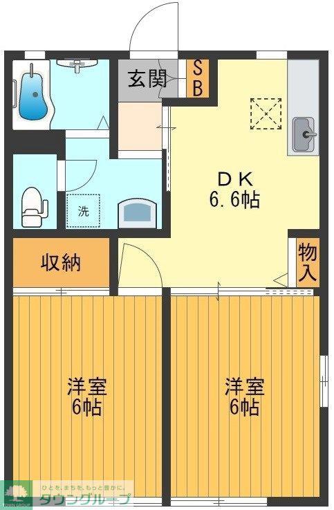ハウスガーディニア(2DK/1階)の間取り写真