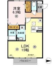 クレイドル浜町(1LDK/1階)の間取り写真