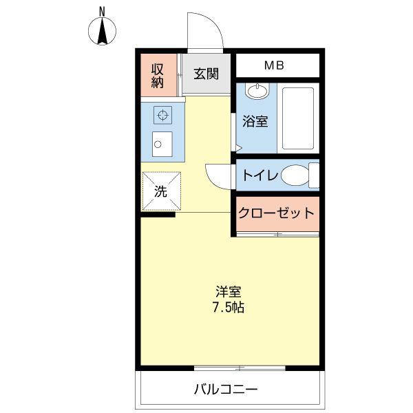 メゾニティ姪浜(ワンルーム/1階)の間取り写真