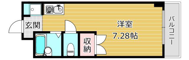 アゼリア2号館(ワンルーム/2階)の間取り写真