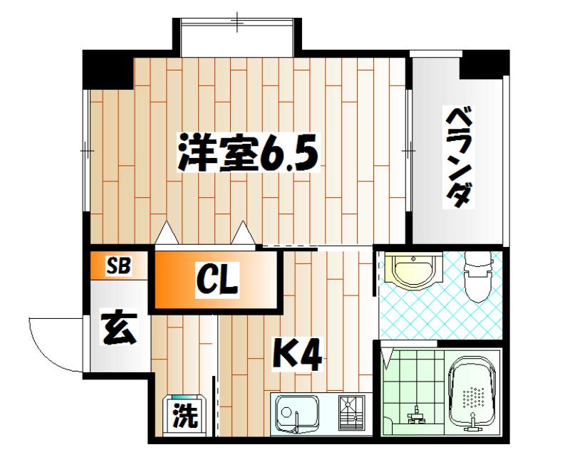旦過タカヤコーポレーション(1K/8階)の間取り写真