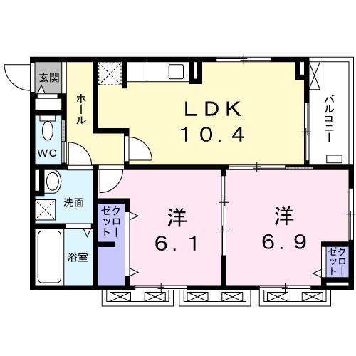 アンダンテ(2LDK/2階)の間取り写真