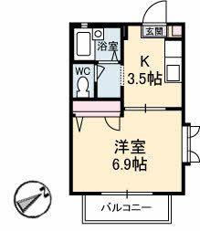 ジュネス望(1K/2階)の間取り写真