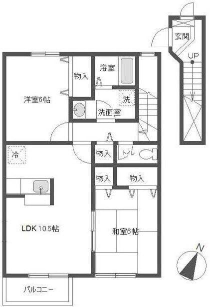 ファインコートIV(2LDK/2階)の間取り写真
