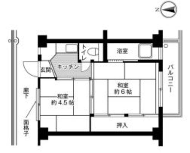 ビレッジハウス福田II1号棟(2K/3階)の間取り写真