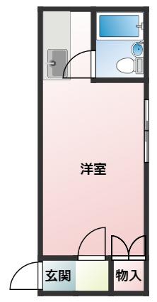ハイツやまびこA(ワンルーム/2階)の間取り写真
