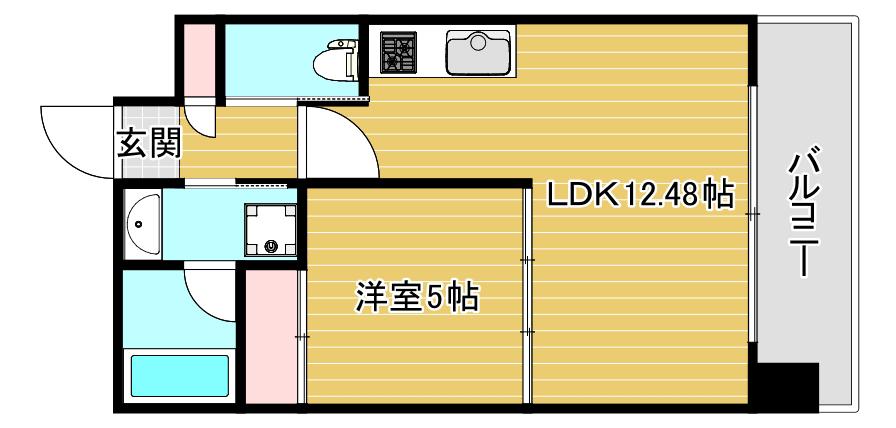 プレジオ弁天町(1LDK/5階)の間取り写真