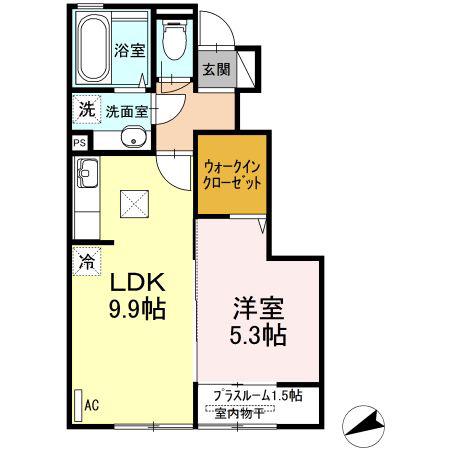 コンフォーティアII(1LDK/1階)の間取り写真