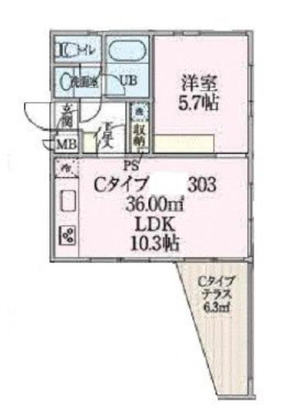 BRANCH(1LDK/3階)の間取り写真