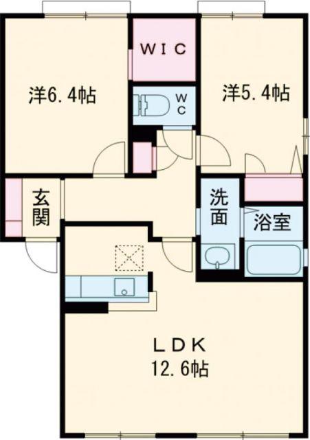 フェリーチェ学研台IB(2LDK/1階)の間取り写真