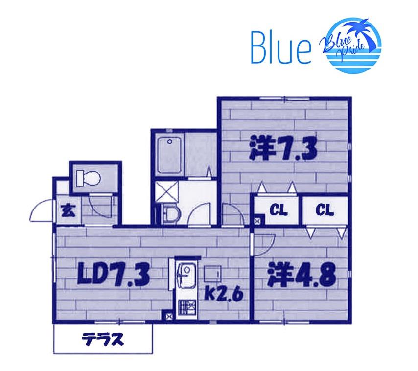 グランドソレイユ(2DK/1階)の間取り写真